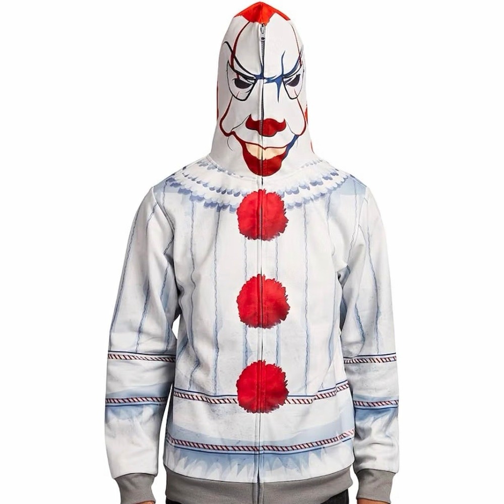 Bioworld Men's Full-Zip Cosplay Fleece Hoodie White/Red/Gray Size XXL